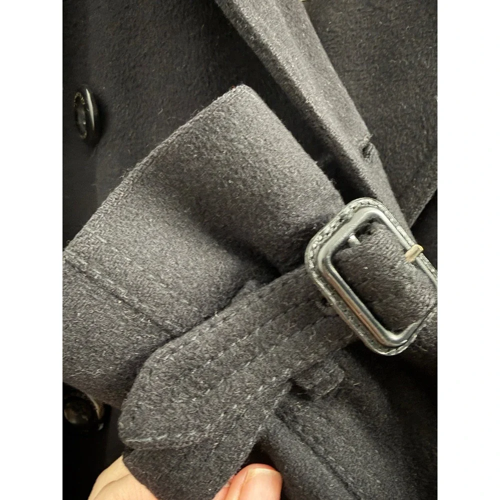 Burberry London Black Wool Cashmere Belted Trench Coat US 2 UK 4 - Picture 13 of 14